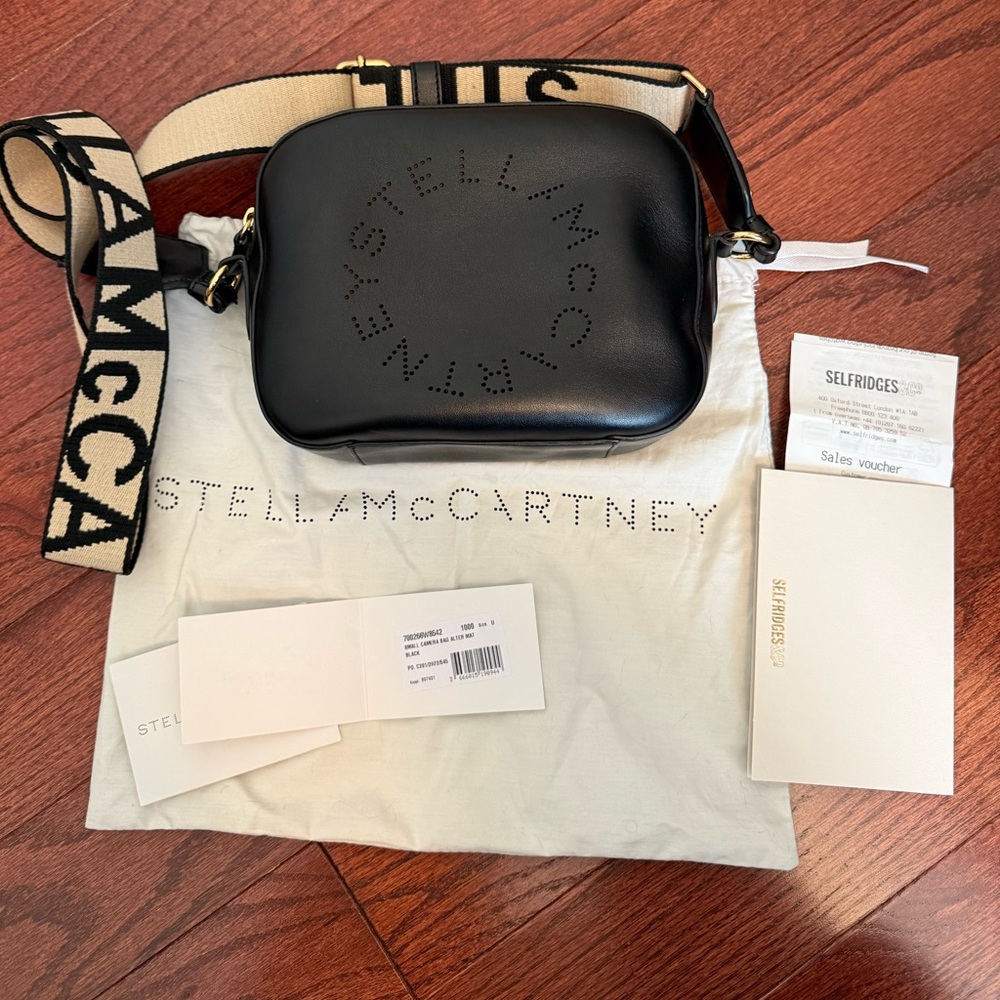 Stella McCartney black camera crossbody bag